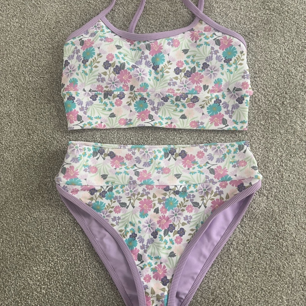 LainSnow Purple Floral Bikini Set